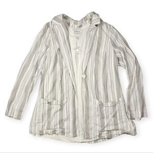 Torrid Stripped Lightweight Linen Blend‎ Long Sleeve Blazer Women's Size 1